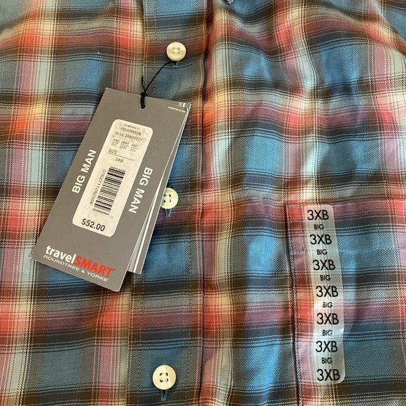 Roundtree & Yorke Travel Smart Multicolor Plaid Button-Down Shirt 3XB - Picture 4 of 5